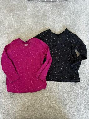 [Hanna Andersson] Long-Sleeve Dot Print Top - Magenta and Black